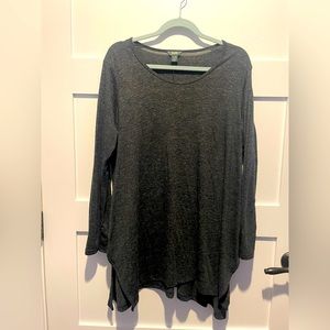 Roots mid length T shirt tunic, heather grey, softest fabric, women’s XL